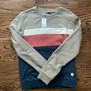 Marine Layer Jordan Crew Sweatshirt Navy/Olive Colorblock Small NWT